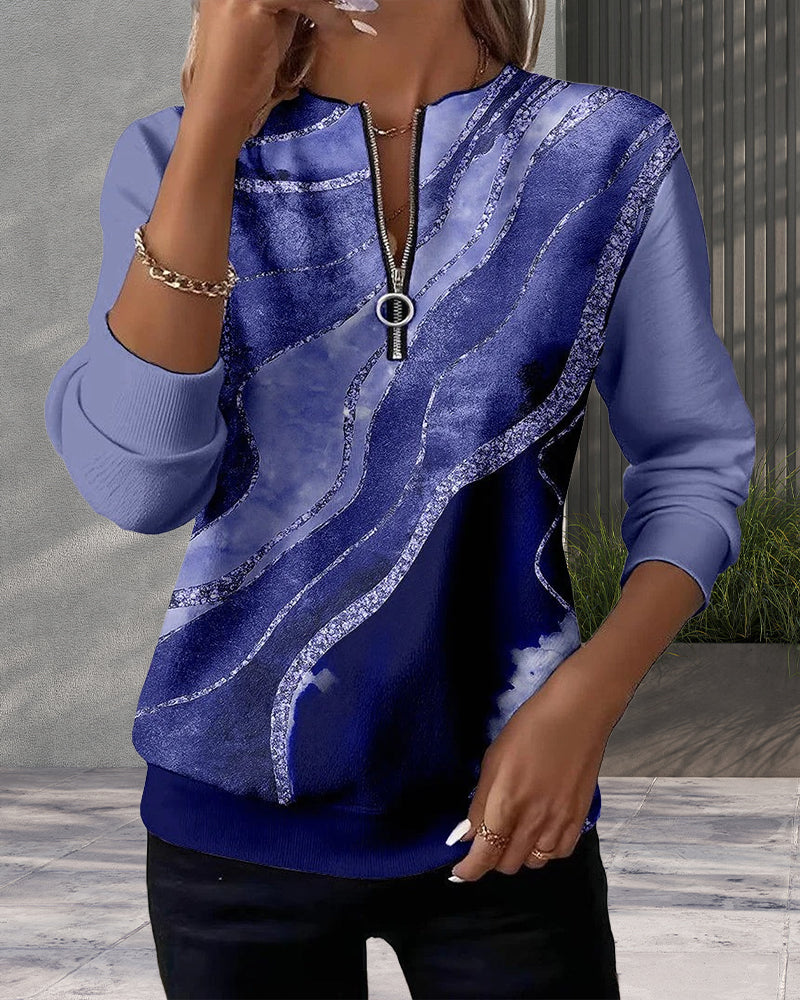 Andrea – Elegante jersey con escote en V y cremallera