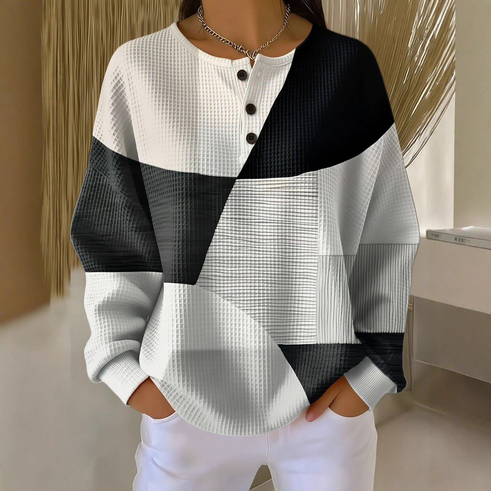 Susan | Henley acogedor de punto waffle