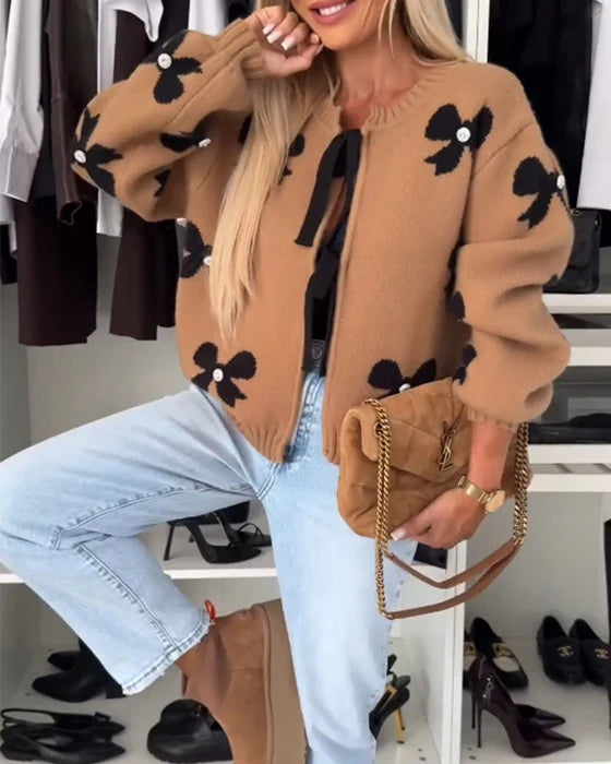 Cárdigan de Terciopelo 'Velvet Bow': Lujo y Romance para tus Outfits