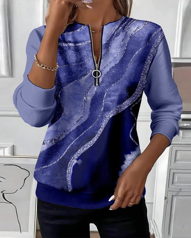 Andrea – Elegante jersey con escote en V y cremallera