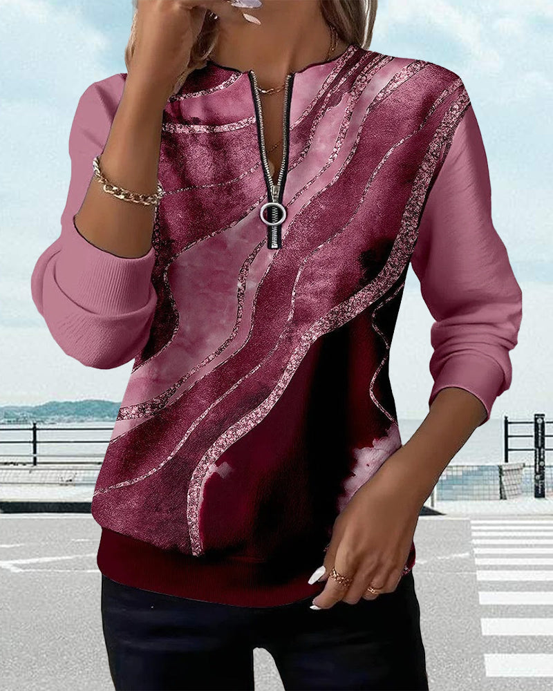 Andrea – Elegante jersey con escote en V y cremallera