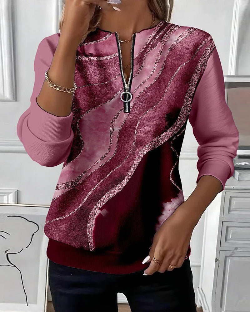 Andrea – Elegante jersey con escote en V y cremallera