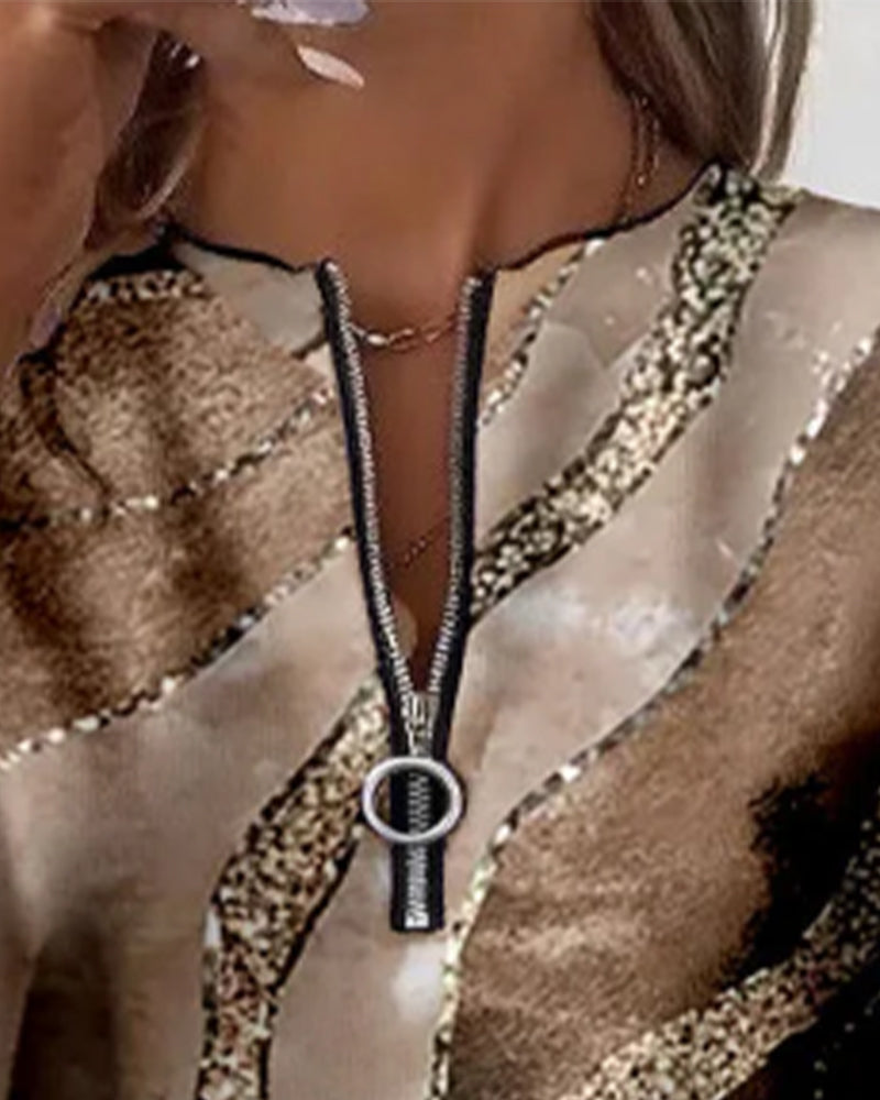 Andrea – Elegante jersey con escote en V y cremallera