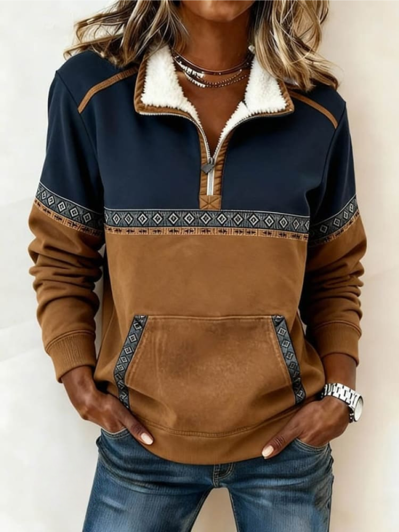 Rosa |  Suéter cómodo con cremallera